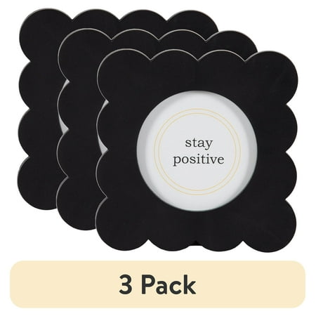 (3 pack) DesignOvation 4x4 Scalloped Black Decorative Tabletop Picture Frame
