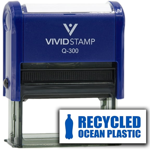 All Quality Recycled Ocean Plastic Self-Inking Rubber Stamp (Blue Ink) - Q-300