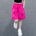 thumbnail image 2 of Maean Kids Girls Cargo Shorts Elastic High Waist Wide Leg Loose Shorts with Pockets 5-18 Years, 2 of 3