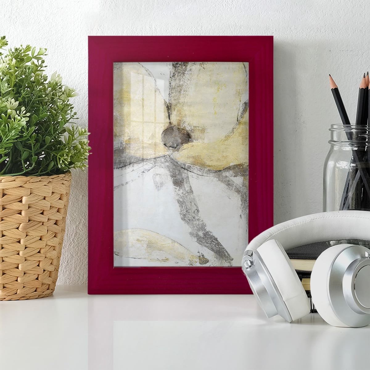 Une Fleur I - Framed Print w/glass - Cherry Red