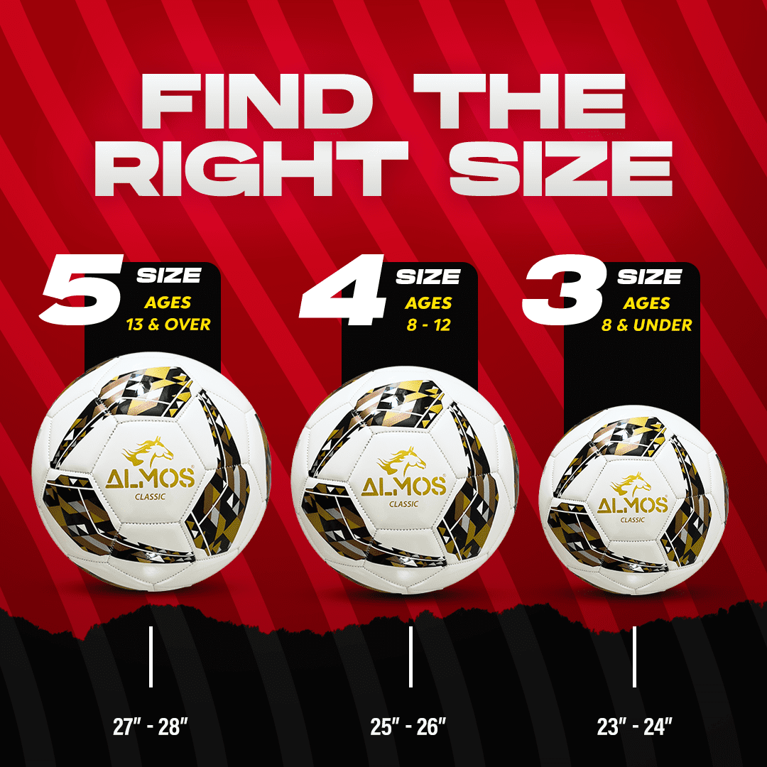 Almos Classic 32 Panel Soccer Ball, for Indoor and Outdoor, Gold,  Size 5