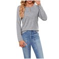 thumbnail image 3 of Aboser Cotton T Shirts for Women Long Sleeve Henley Shirt Dressy Casual Button Up Tops Comfy Moisture Wicking Layers Solid Color Crewneck Blouses, 3 of 8