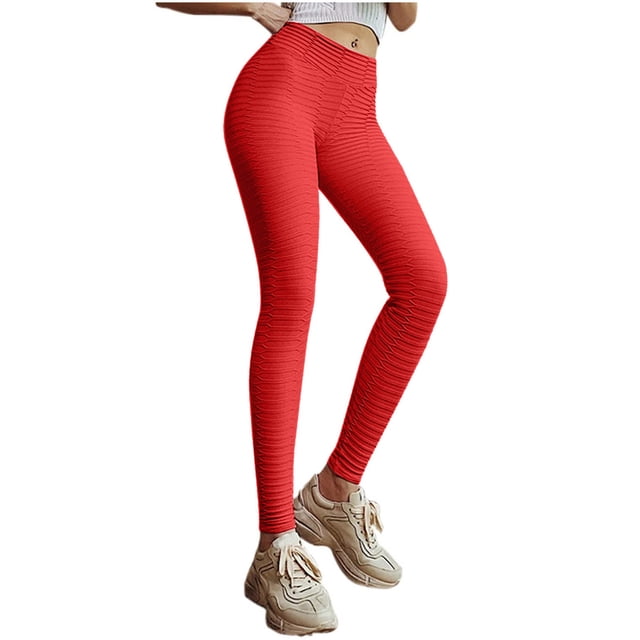 Gibobby Pantalones de mezclilla Pantalones de yoga ajustados de cintura alta para ejercicio de color para mujer para levantar glúteos(Rojo, S)
