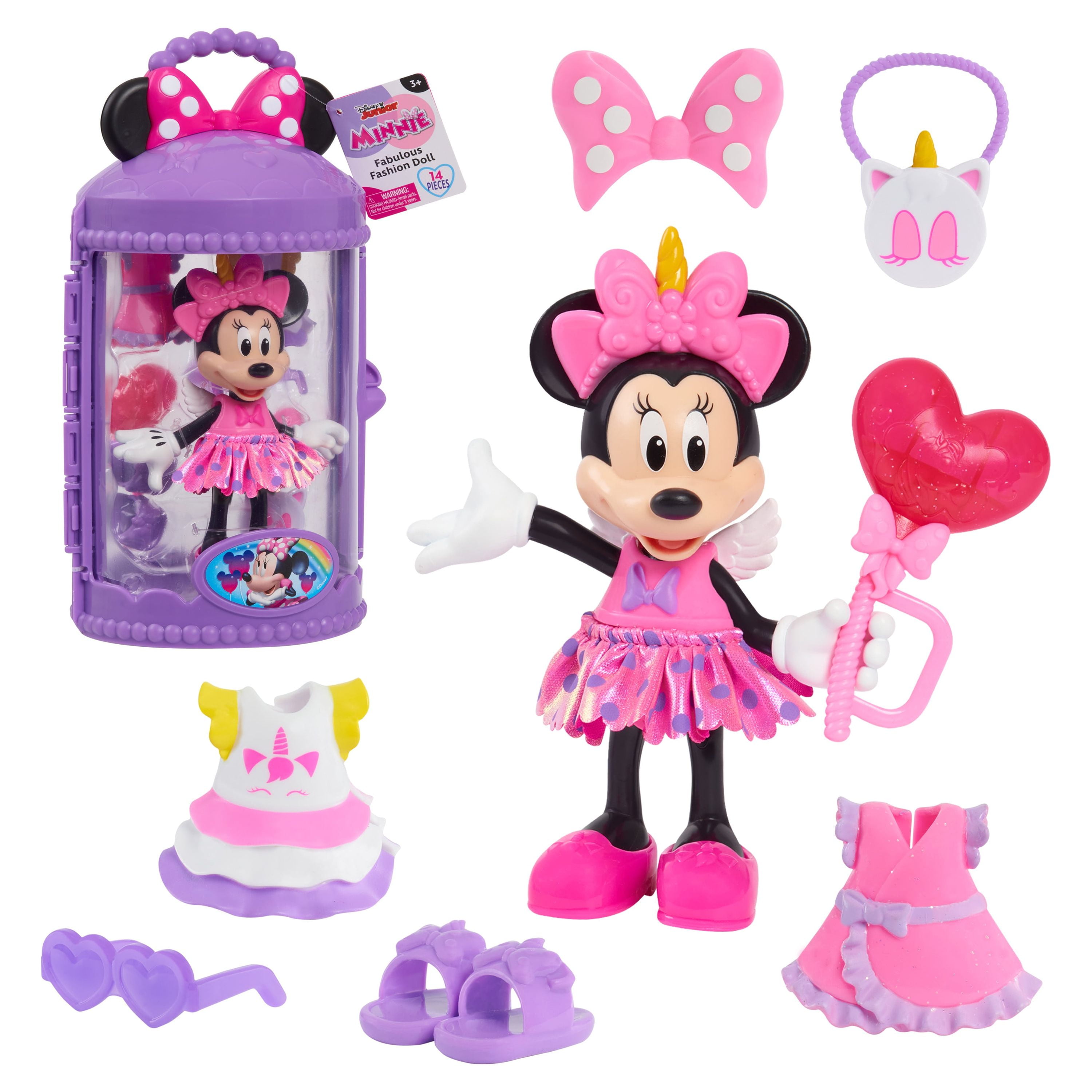 Disney Junior Minnie Mouse Sweet Party 14 Piece Dress Set Fabulous Fashion Doll and Accessories 6 Inch for Kids 3 Walmart