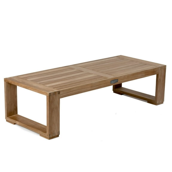 Ash & Ember Sierra Grade A Teak Coffee Table, 16" Tall Outdoor Hand-Sanded Accent Table, 59.75"x24" Slated Tabletop