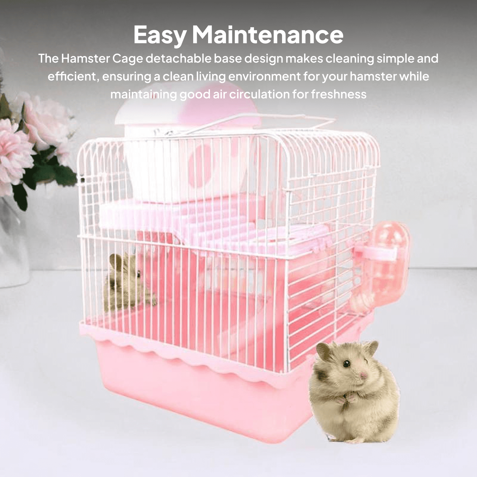 oshhni Small Animal Carrier Cage Hamster Cage for Dwarf Hamster Guinea Pig Hedgehog pink
