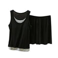 thumbnail image 4 of Kaemgyyd Pajamas Set for Women Color Block Lounge Sets Crew Neck Tank Top with Shorts Soft Comfy Sleepwear（Black,X-Large）, 4 of 6