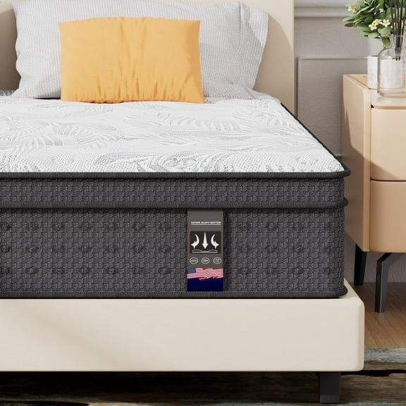 6V-Sermmoo 14 inch Twin Size Mattress Gel Memory Foam Mattress, Fiberglass free, Medium Firm Feel,Bed in a Box