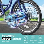 MOONCOOL 24/26 Electric Tricycle for Adults, 700W Peak Motor,7 Speeds Electric Trike w/ 36V 10.4Ah Removable lithium battery,3 Wheels Unisex Electric Bikes,16MPH,40Miles