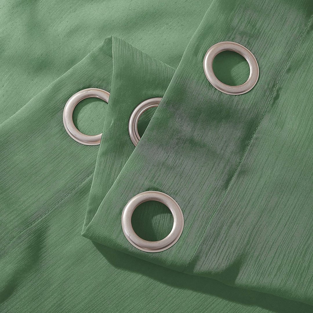 Dainty Home Malibu Textured Semi-Sheer Grommet Top Curtain Panel Pair, 108" x 84" In Sage