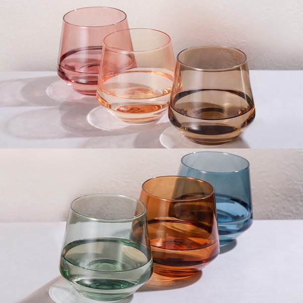 Set de 6 Copas de Vino sin Tallo Colorsavant, 414 ml, Multicolor