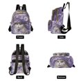 thumbnail image 2 of JIALIOU Mini Backpack Purse for Women Quilted Casual Daypack Small Travel Shoulder Bag, Elegant Cat with Lilac Flowers Hat, 2 of 7