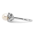 thumbnail image 3 of Solid 14k White Gold 6mm Freshwater Cultured Pearl Diamond Ring Band Size 8.5 (.048 cttw.), 3 of 6