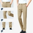 thumbnail image 2 of BiZtdJrK Mens Classic Suits Pants Wrinkle Free Formal Dress Pants Straight Fit Business Pants with Pockets Khaki XL, 2 of 9