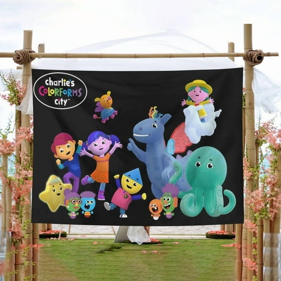 Colorforms City of Charlie pattern wall hanging 50*60 inches high-quality peach skin velvet material classic and charming