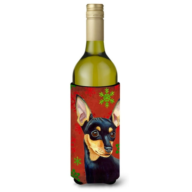 Min Pin Copos De Nieve Rojos Y Verdes Vacaciones Navidad Botella De Vino Aislador De Bebidas Aislador De Bebidas Hugger