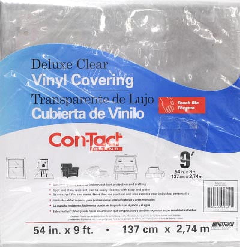 (2 pack) Con-Tact Medium-Weight Deluxe Clear Vinyl Covering 54 in x 9 ft for Multi-Purpose Surface Protection