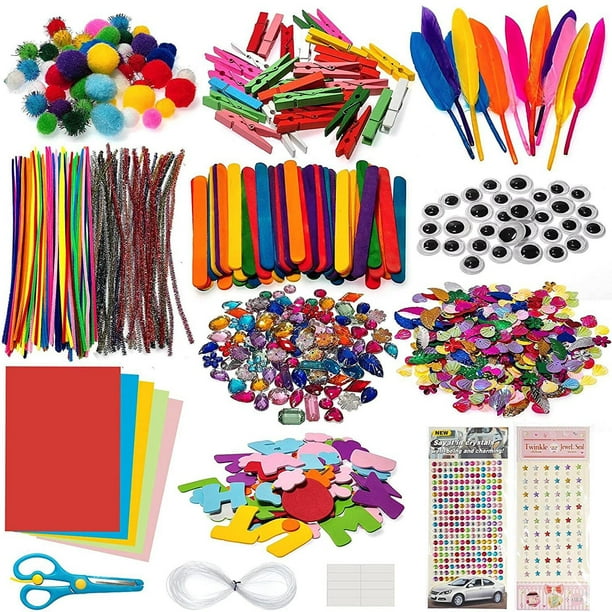 Kit de fabricación manual de 1200 piezas para niños, marioneta de fieltro artesanal, bricolaje creativo, haz tus propios títeres, pompones, suministro Baoblaze Material artesanía