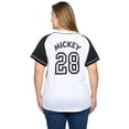 thumbnail image 3 of Women's Plus Size Disney Mickey Mouse Baseball Jersey 28 Shirt White Button Down, 3 of 7
