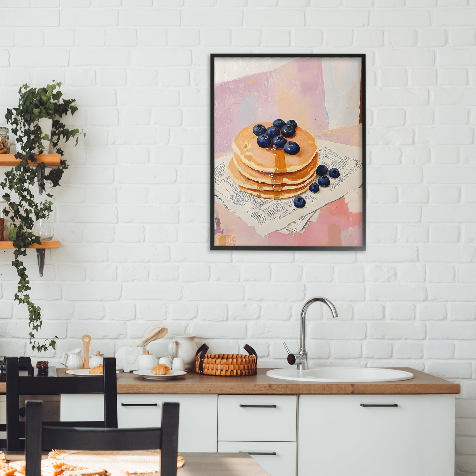 Stupell Industries Blueberry Pancakes with Syrup Black Framed Giclee Art, design by The Prints Vibe