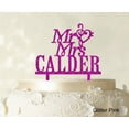 thumbnail image 1 of Mr & Mrs Wedding Cake Topper Personalized Glitter Pink Cake Topper Color Option Available 5-7 Inches Wide, 1 of 1