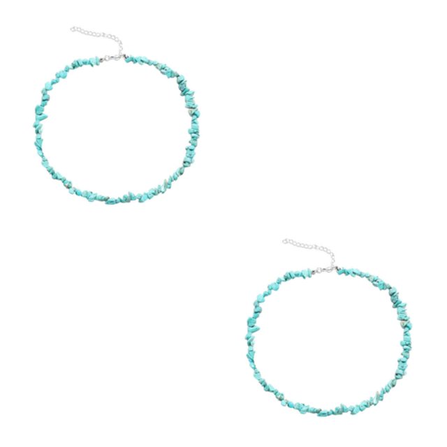 kurtrusly Collier Unique en Pierre de Cristal Fait à la Main avec Perles de Quartz Naturelles pour Femmes Femmes Filles Perles Collier Statement Bleu Vert 2Ensemble