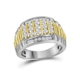 thumbnail image 2 of FB Jewels 14kt Two-tone White Gold Mens Round Diamond Cluster Ring Band 1.00 Cttw, 2 of 2