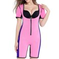 thumbnail image 4 of Women Full Body Shaper Slimming Sauna Suit Short Sleeve Corset Bodysuit Leg Waist Trimmer Zip Front Shapewear S-3XL, 4 of 20