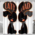 thumbnail image 1 of Whimsical Black Rabbit Shower Curtain with Bow Ties & Playful Speech Bubbles - Fun Bathroom Decor, 1 of 4