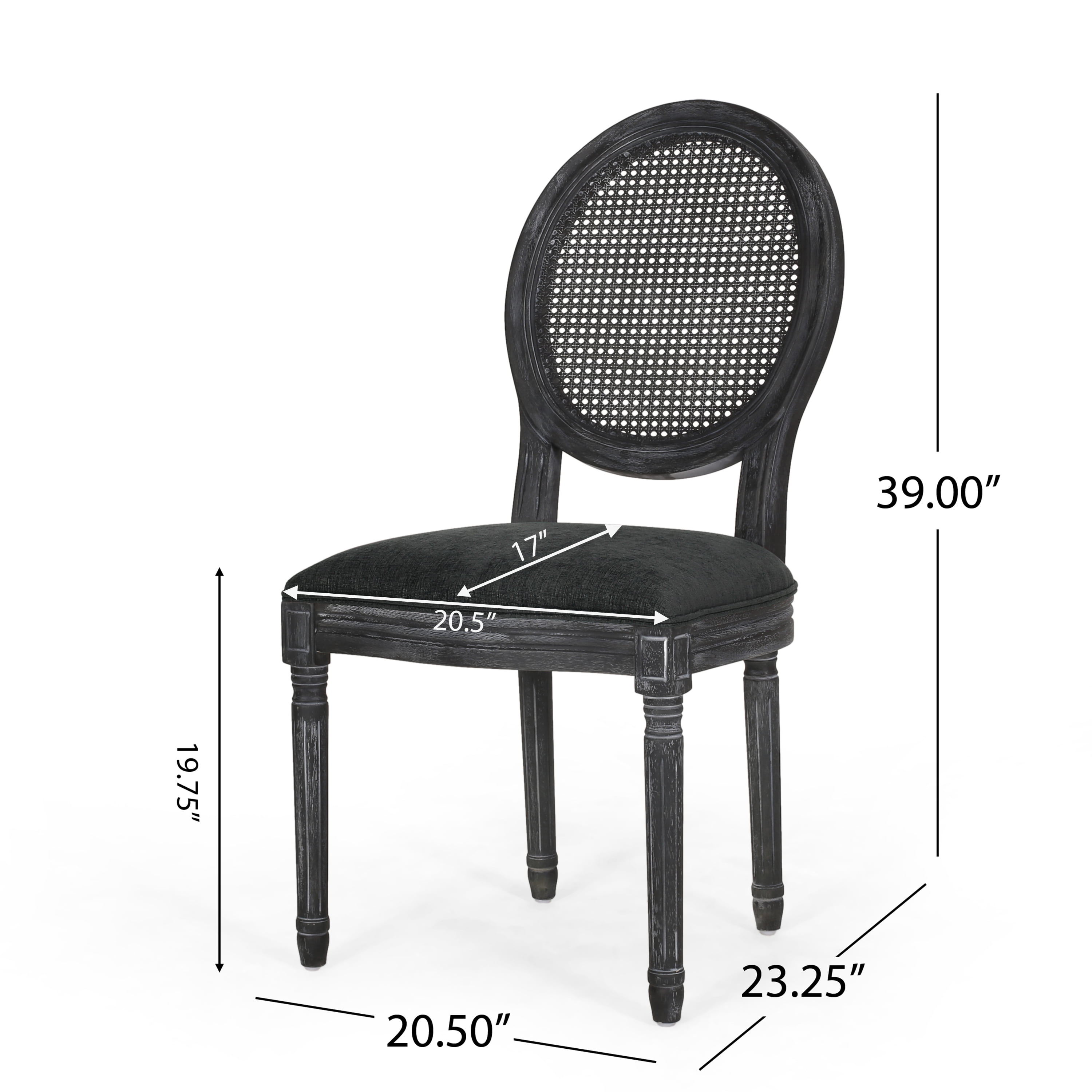 Noble House Acorn French Wood Upholstered Dining Chair, Set of 6, Gray