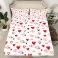 thumbnail image 2 of Manfei Graffiti Hearts Loves Twin Sheet Sets,Valentine Gift Twin Fitted Sheet,Red White Flat Sheet For Girls Kids,Luxury Bedroom Decor,3pcs, 2 of 7