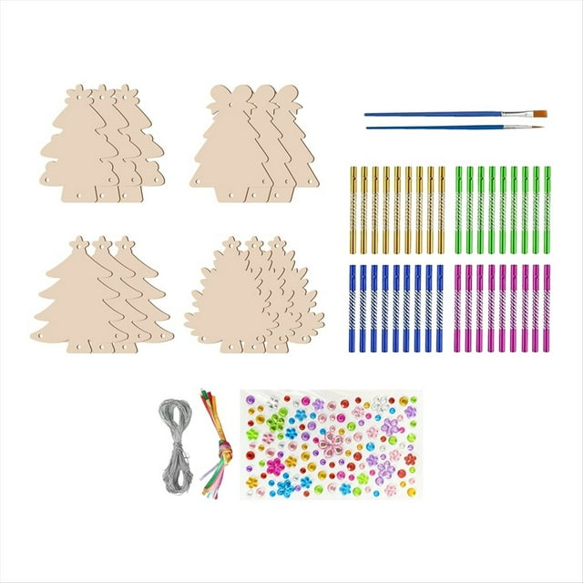Kit de 12 Carillones de Viento para Árbol de Navidad para Niños, Adornos de Papel para Rascar, Decoración Navideña, Árbol de Hoja Perenne
