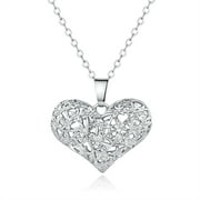 Peermont 18k White Gold Filigree Mesh Heart Pendant Necklace