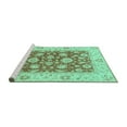 thumbnail image 2 of Ahgly Company Machine Washable Indoor Round Oriental Turquoise Blue Traditional Area Rugs, 8' Round, 2 of 4