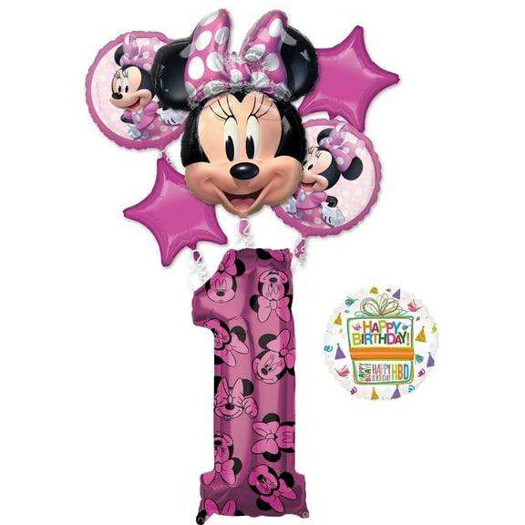 Minnie Mouse Party Supplies 1st Birthday Happy Helper Balloon Bouquet Decorations