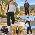 thumbnail image 4 of HILEELANG Boys and Girls Cargo Jogger Sweatpants, Stretch Drawstring Pants with Zipper Pocket, Black, Ages 9-10Y, 4 of 15