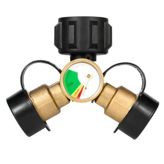 Kohree Propane Splitter, Y Splitter Adapter with Gauge, 2 Way LP Gas for 20lb Propane Cylinder,RV