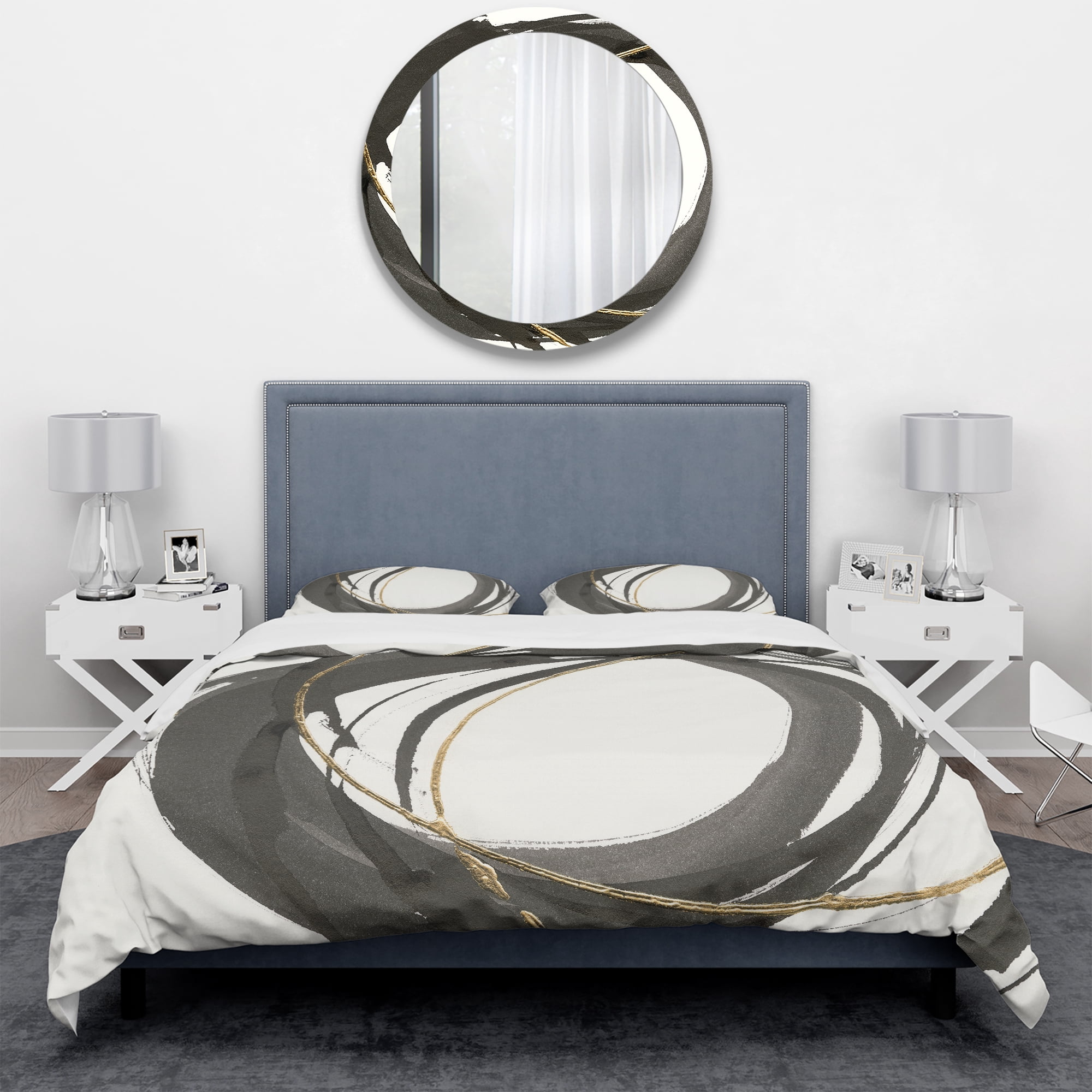 Designart 'Gold Glamour Circle IV' Geometric Duvet Cover Set
