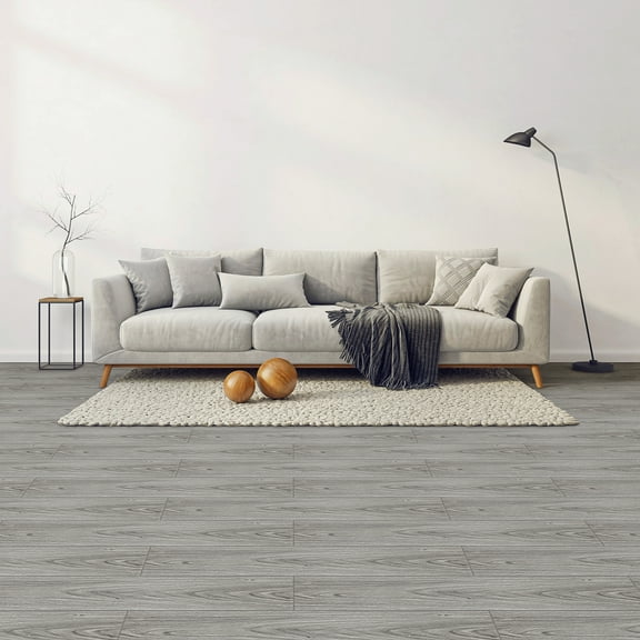 (3 pack) Lxcreat Peel and Stick Floor Tile, 35in x 6in, 10Pcs Grey Wood Grain Vinyl Flooring - Self Adhesive, Waterproof, Ideal for Bathroom, Kitchen, Living Room, Bedroom - Covers 14.5 Sq.Ft