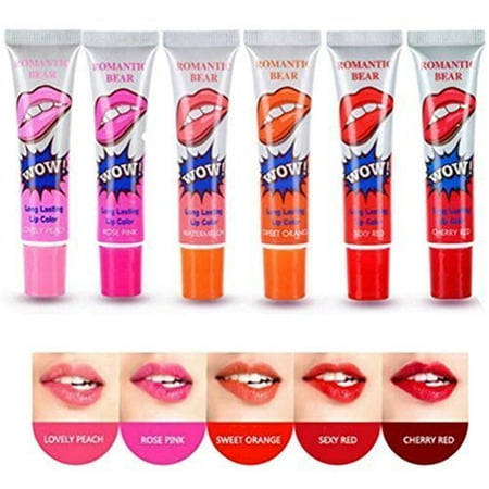 6 Colors (1 Set) Sexy Peel Off Lip Stain Long Lasting Waterproof Lip Gloss Makeup