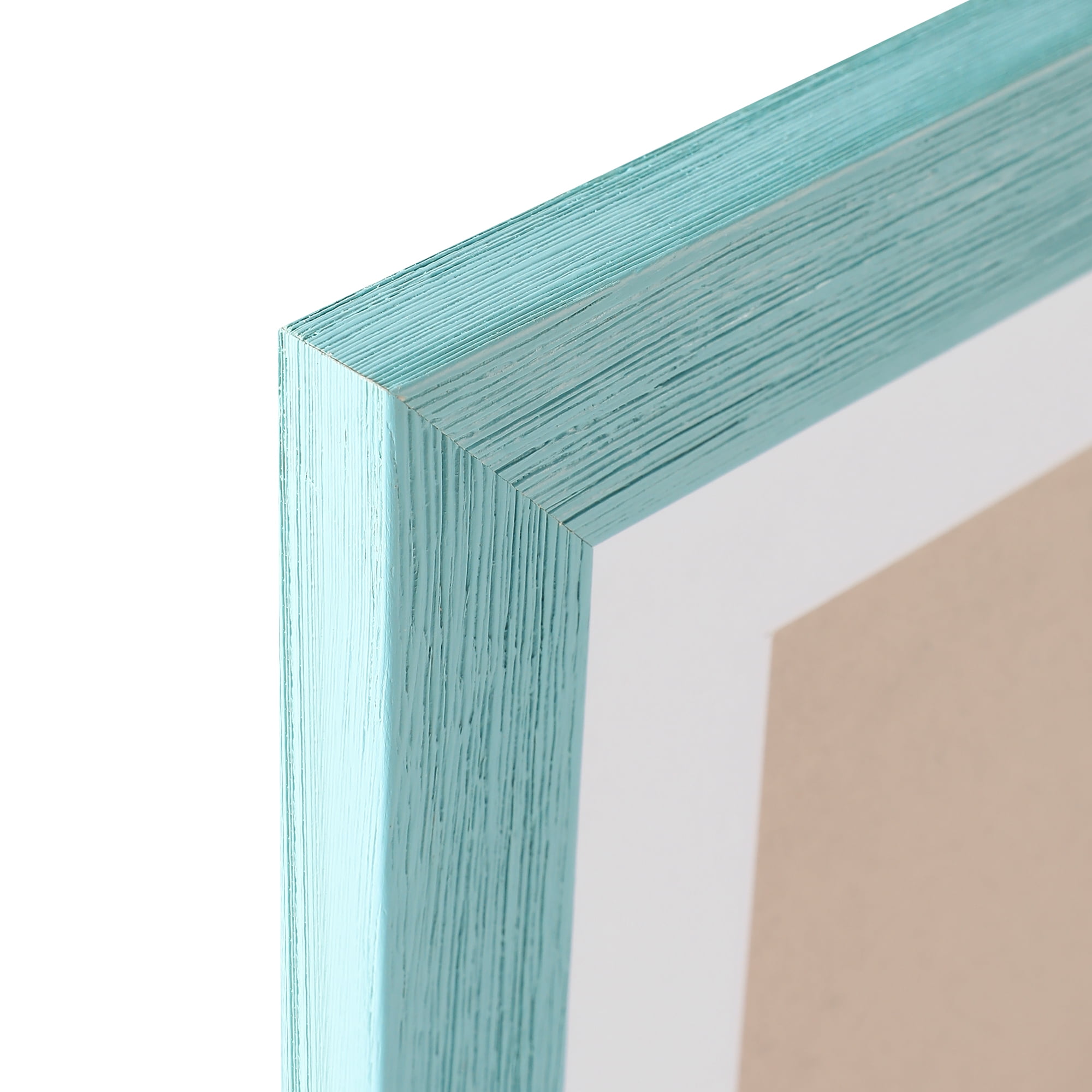 Rustic Solid Wood Collage Photo Frame 8x16 – Display Three (3) 4x6 Pictures with Mat, Horizontal or Vertical for Wall and Tabletop - Blue