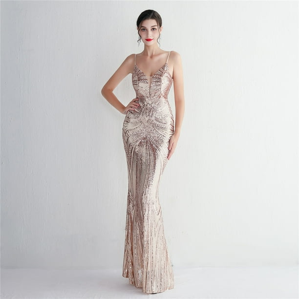 Posicionamiento flor condole cinturón noche lentejuelas vestido largo banquete delgado vestido de noche elegante