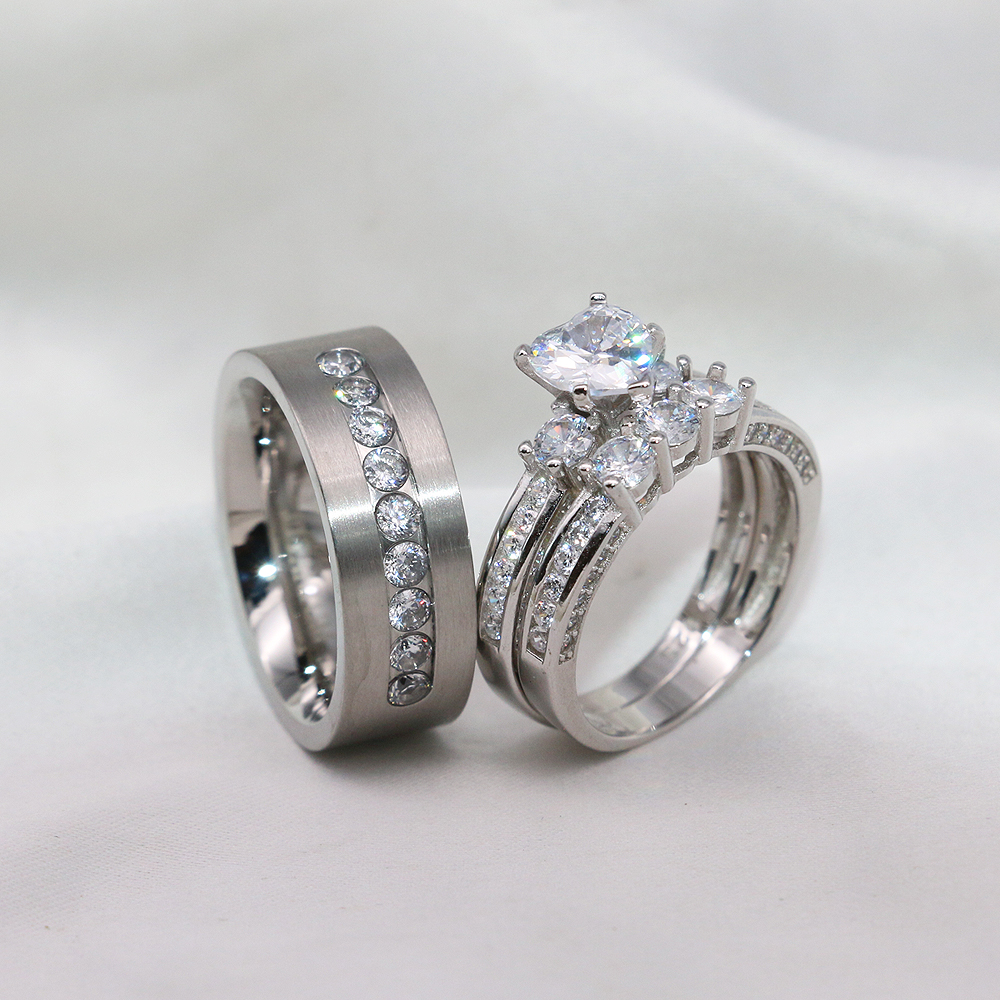Couples Wedding Ring Sets Women s Diamond Sterling Silver Man s Couples Wedding Ring Sets Women s Diamond Sterling Silver Man s