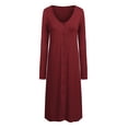 thumbnail image 3 of Ekouaer Button Down Nightgown for Women Long Sleeve Sleepwear V Neck Nightshirt Boyfriend Pajama Dress Sleep Dress, 3 of 6