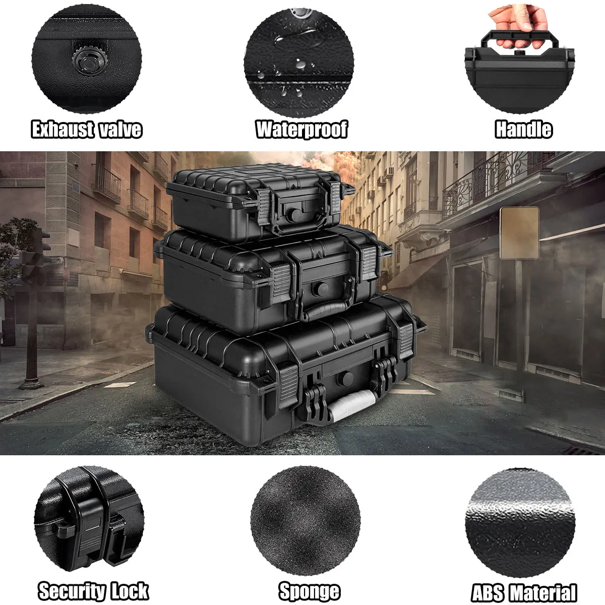 7 Sizes Tool Box ABS Plastic Hard Carry Case Safety Equipment Instrument Case Portable Tool Box Impact Resistant Tool Case Foam