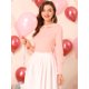 thumbnail image 2 of Blusa de manga larga Allegra K con volante en contraste y cuello Peter Pan para mujer Rosa L, 2 of 6