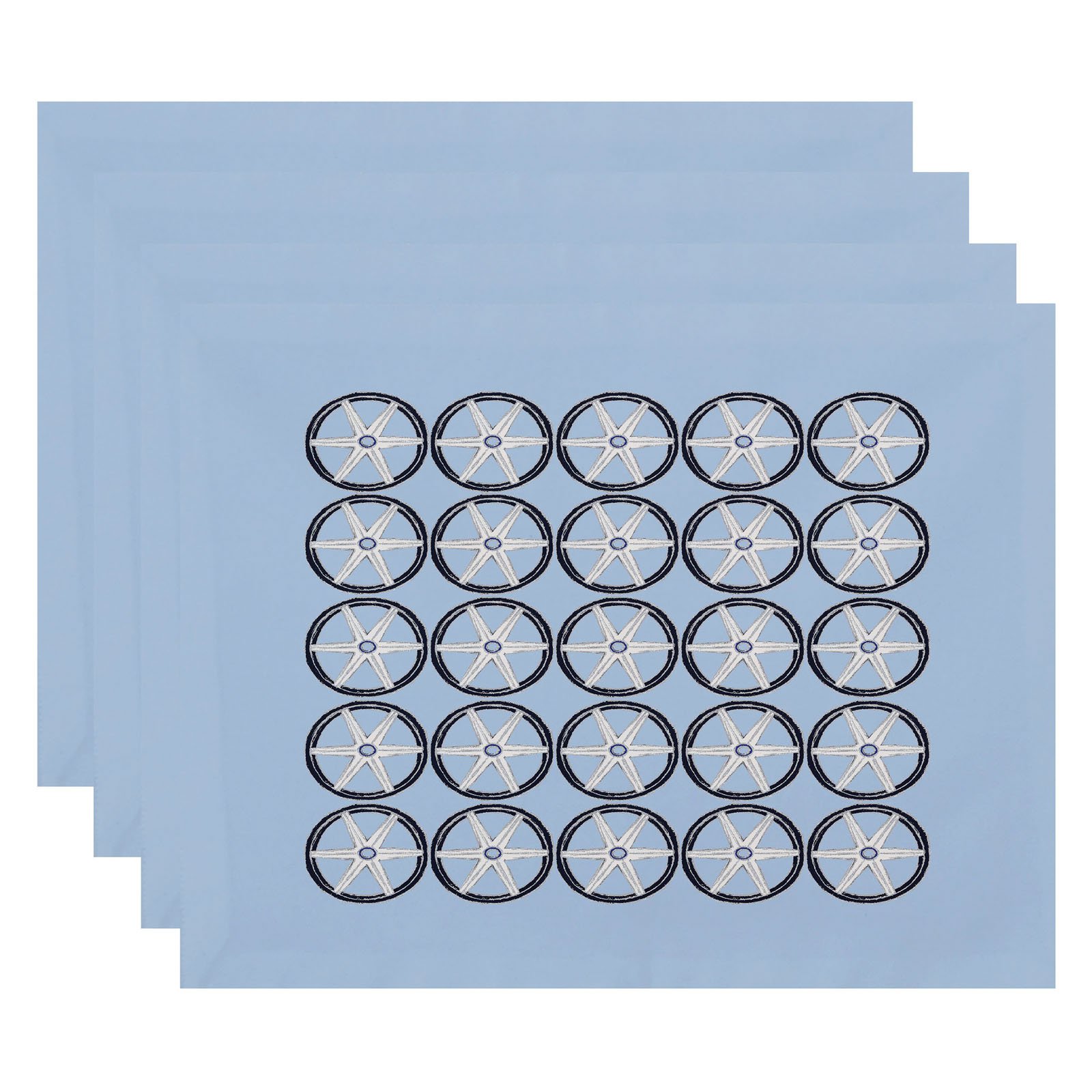 Simply Daisy, 18 x 14 Inch, Nautical Geo Square, Geometric Print Placemat (Set of 4), Navy Blue