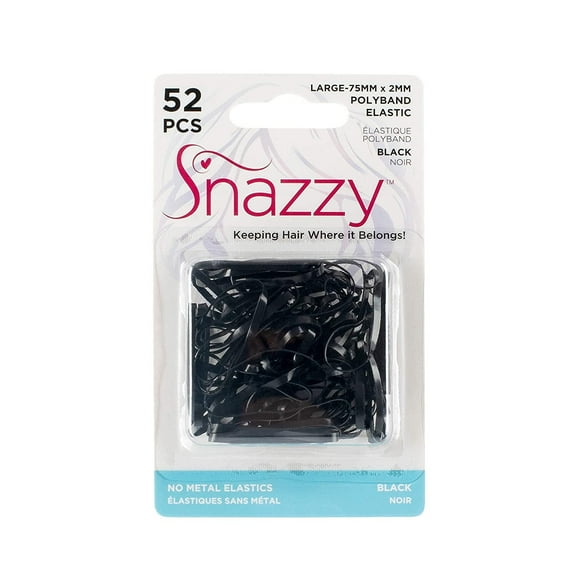 Snazzy Ouchless Mini Black Polyband Rubber No Metal Elastics Bands For Hair Chips Piping Bag Ties and All DIY Projects 75mm in Length and 2mm in Width 52 Ct