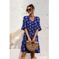 thumbnail image 3 of QINCAO Women Dresses Summer Dress V-Neck Short Sleeve T-Shirt Dress Babydoll Ruffles Casual Mini Female Dress, 3 of 8