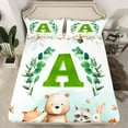 thumbnail image 3 of Feelyou Green Initial A Letter Twin Sheet Sets, Kawaii Bear Fox Animal Twin Fitted Sheet, Eucalyptus Leaves Flat Sheet, Luxury Bedroom Decor, 3pcs, 3 of 8